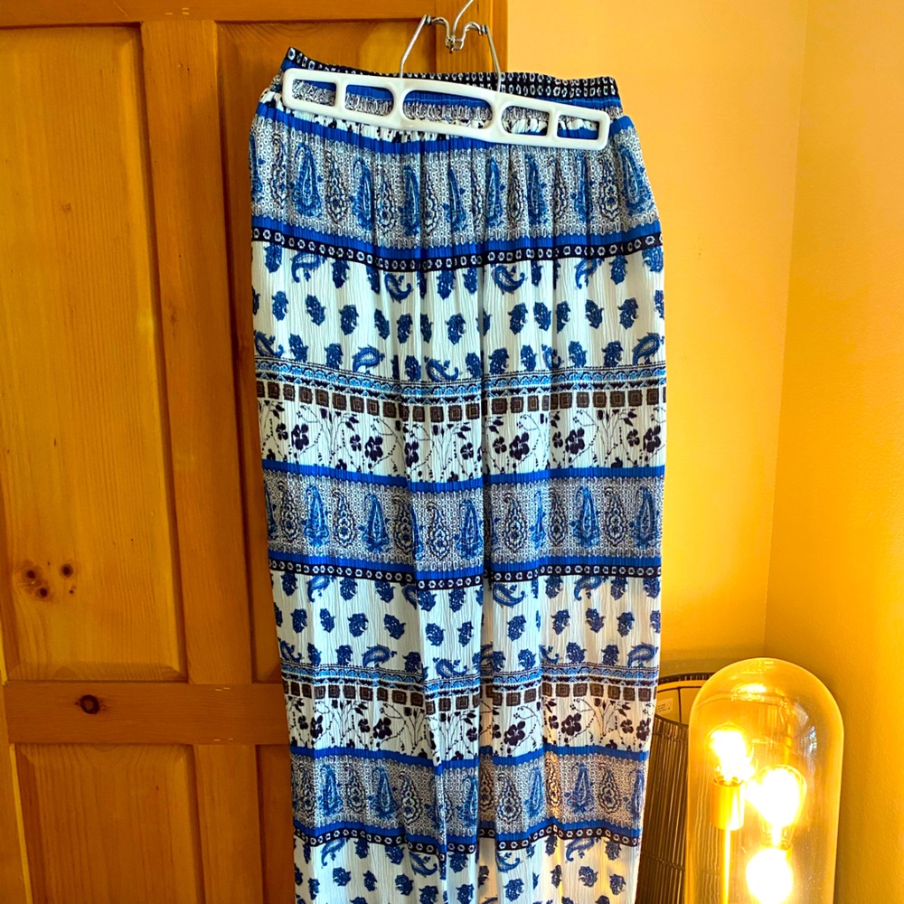 Long boho Grecian patterned skirt